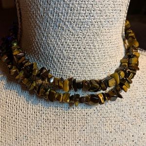 Long continuous stand of tiger eye gems necklace